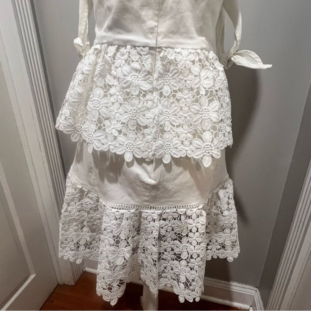 NWT Endless Rose White lace Tiered off the shoulder women's mini dress large - Picture 9 of 14